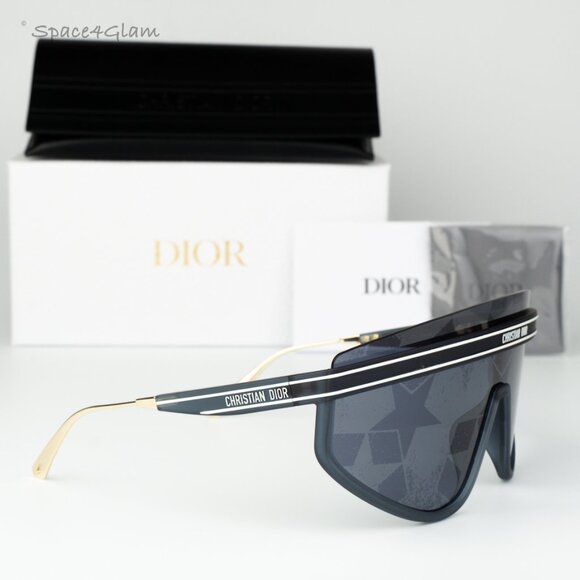 Dior Women Sunglasses Navy Blue Silver Mirror Blue Mask DIORCLUB M2U 31B7 NEW - Picture 4 of 9